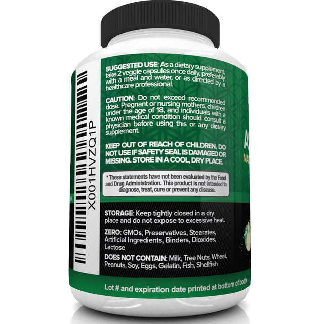 Nutrivein Organic Ashwagandha Capsules 1600Mg - 120 Vegan Pills - for Stress and Anxiety Relief - Herbal Supplements