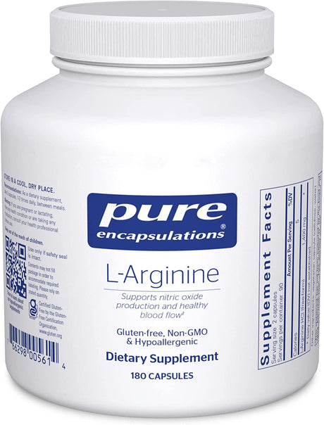 Pure Encapsulations L-Arginine - 1,400 Mg - Support Nitric Oxide Production - Heart Health & Blood Flow - Gluten Free & Non-Gmo - 180 Capsules