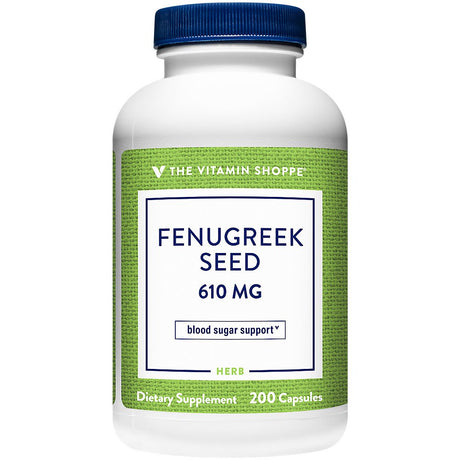 The Vitamin Shoppe Fenugreek Seed 610MG, Supports Blood Sugar Already within the Normal Range (200 Capsules)