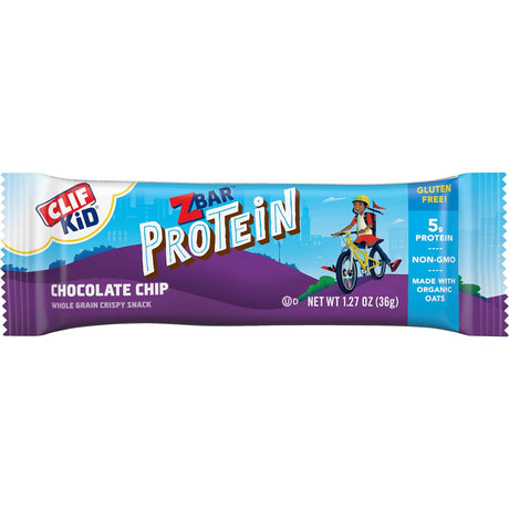 CLIF Kid Zbar Protein - Chocolate Chip - Crispy Whole Grain Snack Bars - Made with Organic Oats - Non-Gmo - 5G Protein - 1.27 Oz. (5 Pack)