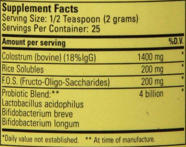 Child Life Colostrum with Probiotics Powder, 1.7 Ounce, (Pack of 12)