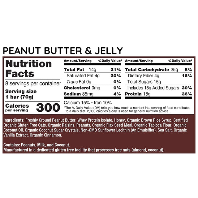 G2G Protein Bar, Peanut Butter & Jelly, Healthy Snack, Delicious Meal Replacement, Gluten-Free, Clean Ingredients, Refrigerated for Freshness, 8 Count (Pack of 8)