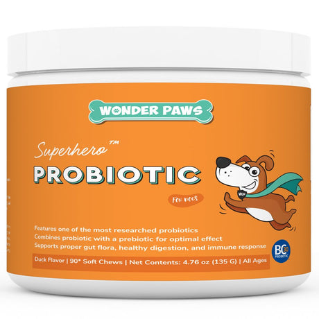 Wonder Paws Probiotics for Dogs – Supports Gut Health, Digestion, Gas, Bloating, Constipation, Stomach Relief & Immune Support - with Natural Probiotic & Prebiotic – 90 Chews Pet Supplement