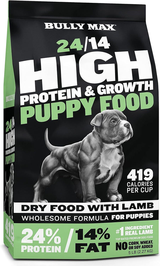 Puppy Food 24/14 High Protein & Growth Formula - Natural Dry Dog Food with Lamb and Rice for Small Dogs and Large Breed Puppies - Slow-Cooked, Sensitive Stomach Pet Food, 5-Pound Bag