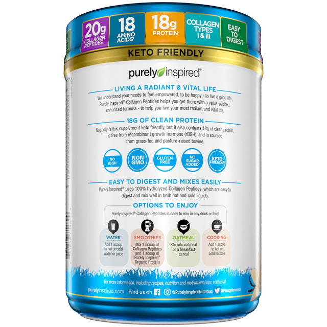 Purely Inspired Collagen Protein Powder with Biotin, Vanilla, 1.15 Lbs, 23 Servings