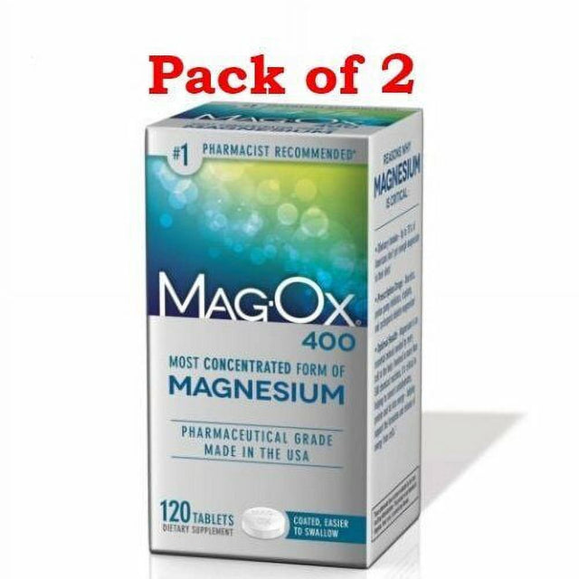 Mag-Ox 400 Magnesium Supplement 120 Tablets 2 Pack