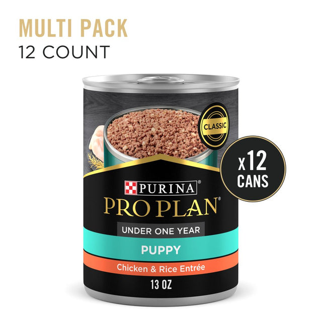 Purina Pro Plan Classic Puppy Wet Dog Food High Protein, Real Chicken & Rice, 13 Oz Cans (12 Pack)