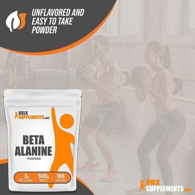 BULKSUPPLEMENTS.COM Beta Alanine Powder - Beta Alanine Pre Workout, Beta Alanine 3000Mg - Beta Alanine 500G, Beta Alanine Bulk - Unflavored, Pure & Gluten Free, 3G per Serving, 500G (1.1 Lbs)