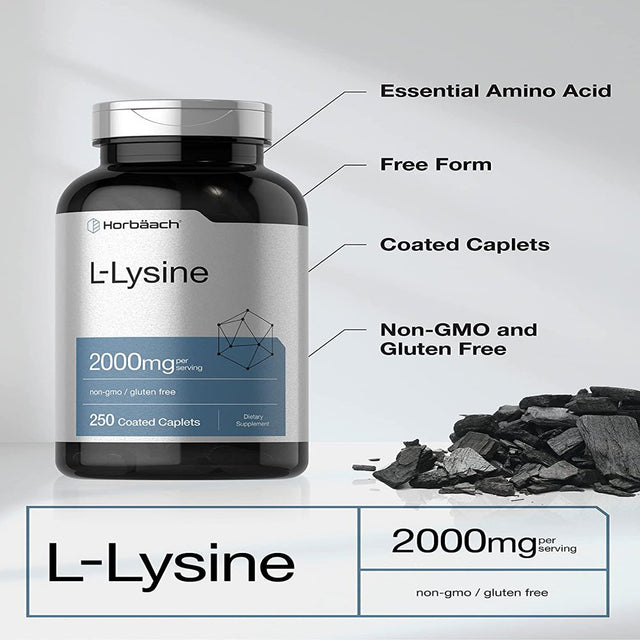 L Lysine 2000Mg | 250 Caplets | Vegetarian Formula | by Horbaach