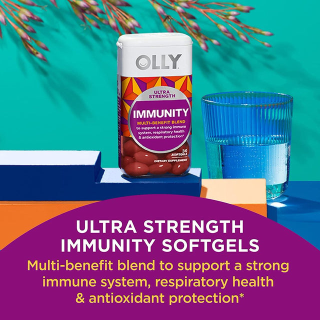 OLLY Ultra Stength Immunity Softgels, Immune and Respiratory Support, Zinc, Vitamin C + D, Supplement, 60 Softgels *EN