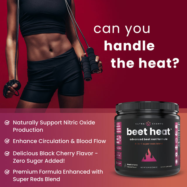 Nutrachamps Beet Root Powder Circulation Supplement | Superfood Powder Nitric Oxide Supplement with Beetroot Juice, Super Reds Powder & Grape Seed Extract | No Sugar Beet Supplement