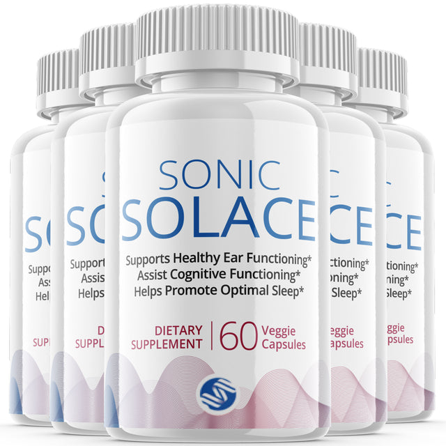 (5 Pack) Sonic Solace - Brain Boost Supplement - Dietary Supplement for Focus, Memory, Clarity, Cognitive, Nootrpic - Advanced Hearing Support Formula for Maximum Strength - 300 Capsules