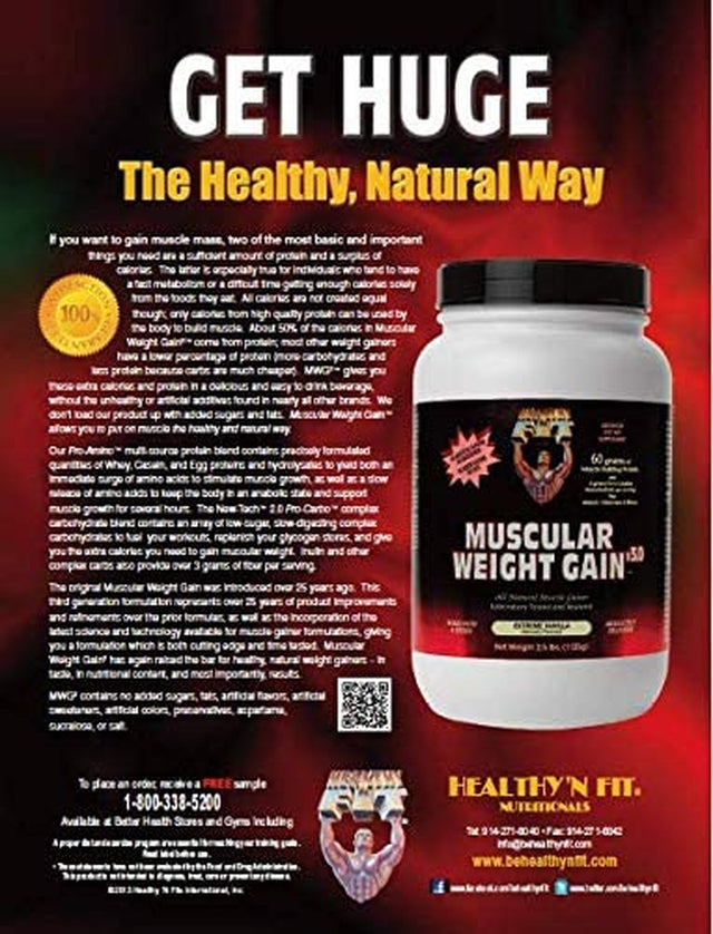 Healthy 'N Fit Muscular Weight Gain V3.0- Natural Vanilla (2.5Lb): Highest Protein Gainer- Only Protein Builds Muscle. from America'S #1 Brand in Supplements Technology and Purity. …