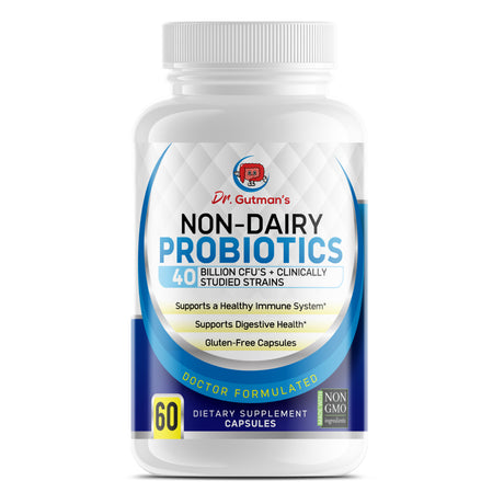 Dr. Gutman'S Non-Dairy, Non-Gmo, All-Natural Probiotic Supplements with 40 Billion CFU Microbiome Digestive and Immune System Health Support, 60-Count Gluten-Free, Veggie Capsules