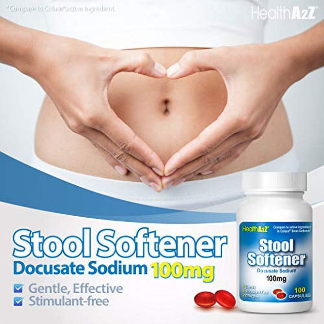 Healtha2Z Stool Softener, Docusate Sodium 100Mg, Compare to Colace Stool Softener Active Ingredient, 100 Capsules?