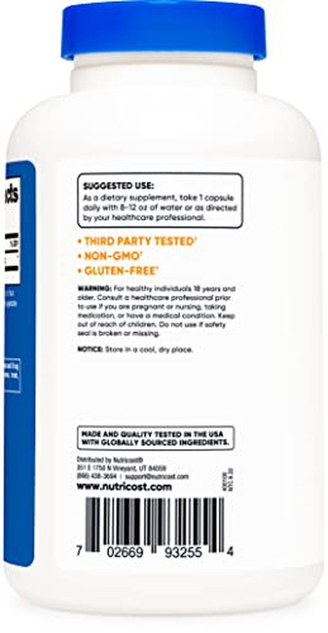 Nutricost N-Acetyl L-Cysteine (NAC) 600Mg, 180 Capsules - Non-Gmo, Gluten Free