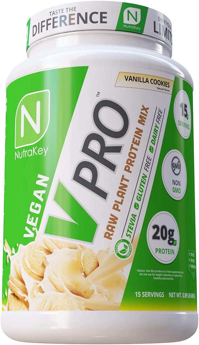 Nutrakey V-Pro, Raw Plant Protein Powder, Organic, Vegan, Low Carb, Gluten Free with with 20G of Protein (Vanilla Cookie) 1.78-Pound.