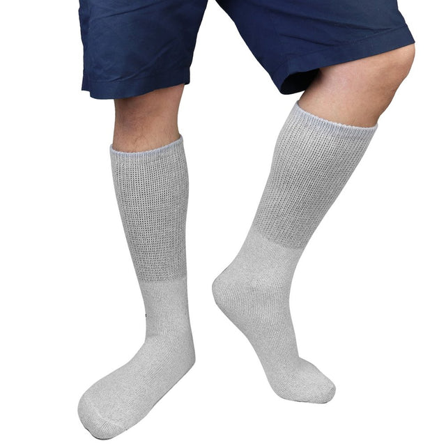 Falari 12 Pairs Diabetic Crew Socks Physicians Approved Socks for Men Women Legs Blood Circulatory Problems, Diabetes, Edema, Neuropathy 13-15 Gray