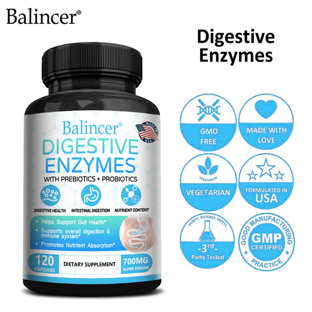 Balincer Digestive Enzyme Supplement - 700 Mg - Vegan Formula for Gut Health, Digestion and Immune Support