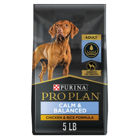 Purina Pro Plan High Protein Adult Dry Dog Food Calm & Balanced, Chicken & Rice, 5 Lb Bag