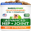 Glucosamine Dog Treats - Senior Advanced Joint Health W/ Chondroitin, Omega-3 - Old Dog Joint Pain Relief Supplement - Hip & Joint Care - Made in USA - Bacon Flavor - 120 Soft Chews