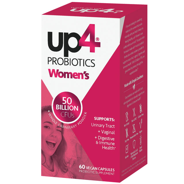 UP4 Women'S Probiotic with Organic Cranberry Dietary Supplement Capsules, 60 Ct