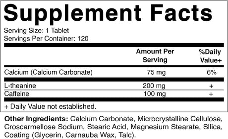 2 Packs Vitamatic Caffeine Pills with L-Theanine - 300 Mg per Tablet - 120 Vegetarian Tablets - Nootropic Supplement for Focused Energy (Total 240 Tablets)