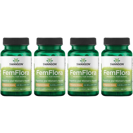 Swanson Femflora Probiotic for Women 9.8 Billion Cfu 60 Caps 4 Pack