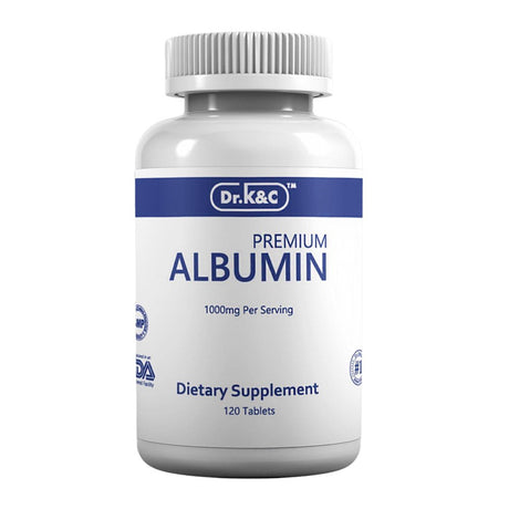 Dr.K&C Premium Albumin Protein 1000 Mg per Serving 120 Tablets Healthy Kidney Liver Function Wellness Overall Health Support Energy Life Balance Supplement