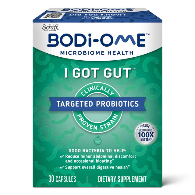 Bodi-Ome I Got Gut Targeted Probiotic Capsules (30 Count), Clinically Proven Strain, Supports Immune and Digestive Health*, Survives Stomach Acid 100X Better‡, Microbiome Health, Gluten Free