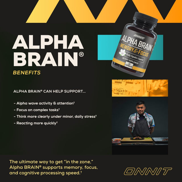 ONNIT Alpha BRAIN Premium Nootropic Brain Health Supplement, Memory and Focus Support, 30 Ct