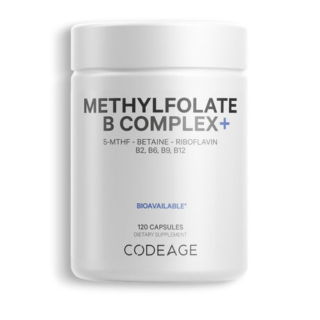 Codeage Methylfolate B Complex, Riboflavin, 2-Month Supply, Vitamins B6 & B12, 5 MTHF, Methylation, 120 Ct