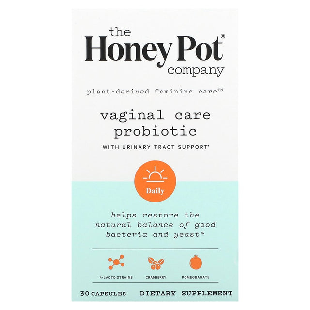 The Honey Pot Company Vaginal Care Probiotic with Urinary Tract Support, 30 Capsules