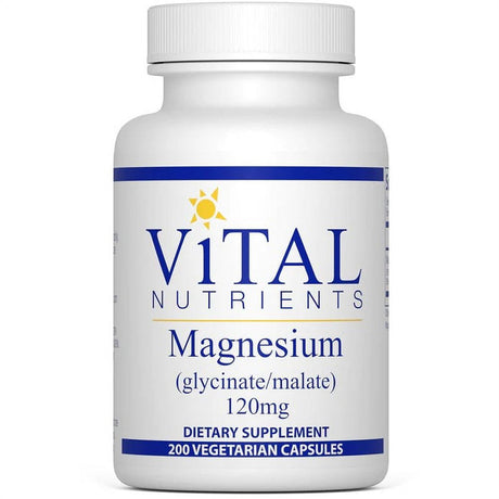 Vital Nutrients Magnesium (Glycinate/Malate) 120Mg - 200 Vegetarian Capsules
