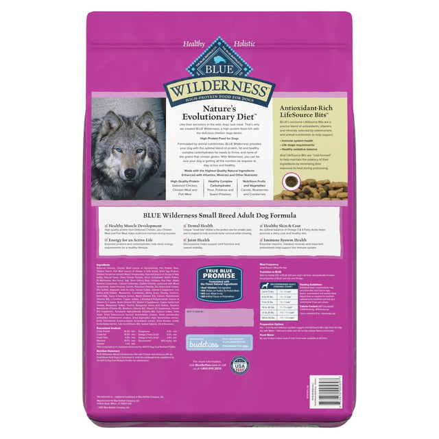 Blue Buffalo Wilderness High Protein Small Breed Chicken Dry Dog Food for Adult Dogs, Grain-Free, 11 Lb. Bag