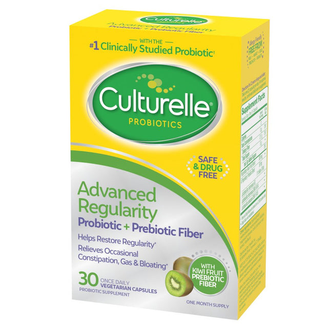 Culturelle Advanced Regularity Probiotic and Prebiotic Fiber, Kiwi Capsules, 30 Count