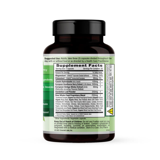 Emerald Labs Blood Pressure Health with Ginkgo Biloba and Hawthorne Berry to Support Healthy Circulation and GI Health, Help Support Anti-Inflammation and Decrease Stress - 90 Vegetable Capsules