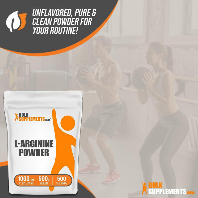 BULKSUPPLEMENTS.COM L-Arginine Powder - L-Arginine Base, Arginine 1000Mg, Arginine Supplement - Nitric Oxide Powder, Nitrous Oxide Supplement - Gluten Free, 1000Mg per Serving, 500G (1.1 Lbs)