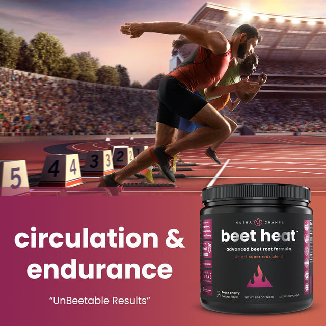 Nutrachamps Beet Root Powder Circulation Supplement | Superfood Powder Nitric Oxide Supplement with Beetroot Juice, Super Reds Powder & Grape Seed Extract | No Sugar Beet Supplement