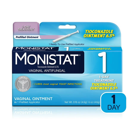 Monistat 1 Day Yeast Infection Treatment for Women, 1 Tioconazole Ointment Applicator