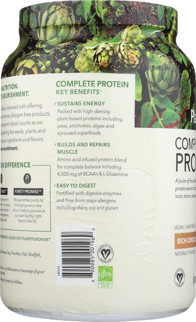 Plantfusion, Protein Plant Powder Complete Chocolate, 31.75 Ounce