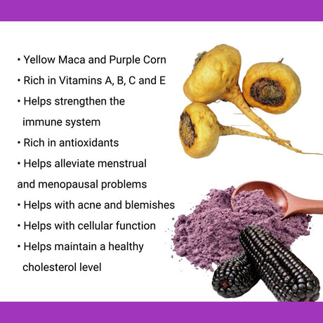 Yellow Maca & Purple Corn Brain-Boosting Nootropic Blend: Enhance Memory, Focus & Mood - 120 Potent Vegan Antioxidant Capsules for Immunity & Cellular Health