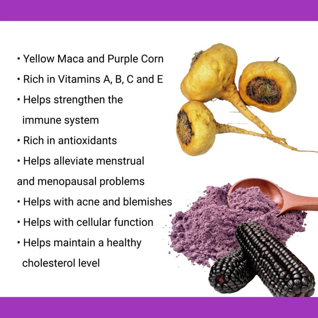 Yellow Maca & Purple Corn Brain-Boosting Nootropic Blend: Enhance Memory, Focus & Mood - 120 Potent Vegan Antioxidant Capsules for Immunity & Cellular Health