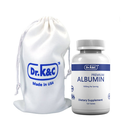 Dr.K&C Premium Albumin Protein 1000 Mg per Serving 120 Tablets Healthy Kidney Liver Function Wellness Overall Health Support Energy Life Balance Supplement