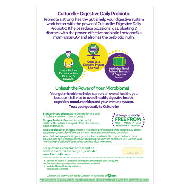 Culturelle Digestive Daily Probiotic, 10 Billion Cfus Capsules, 60 Count