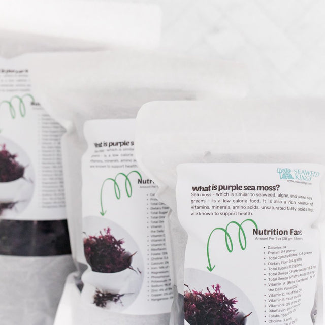 Seaweed Kings Purple Irish Sea Moss Bulk Chondrus Crispus Sea Moss - Raw Naturally Harvested & Wildcrafted, Rich in Protein & Lodine - Pure Sea Moss for Gel & Smoothies - 1 Lbs