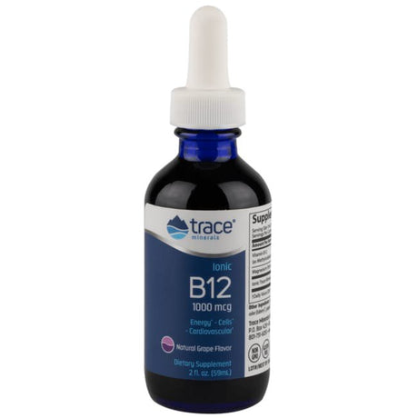 Trace Minerals | Liquid Ionic Vitamin B12 1000 Mcg | Supports Red Blood Cells, Cardiovascular Health, Nerve Function, Hormone Balance, and Nails | 2 Fl Oz, 59 Servings