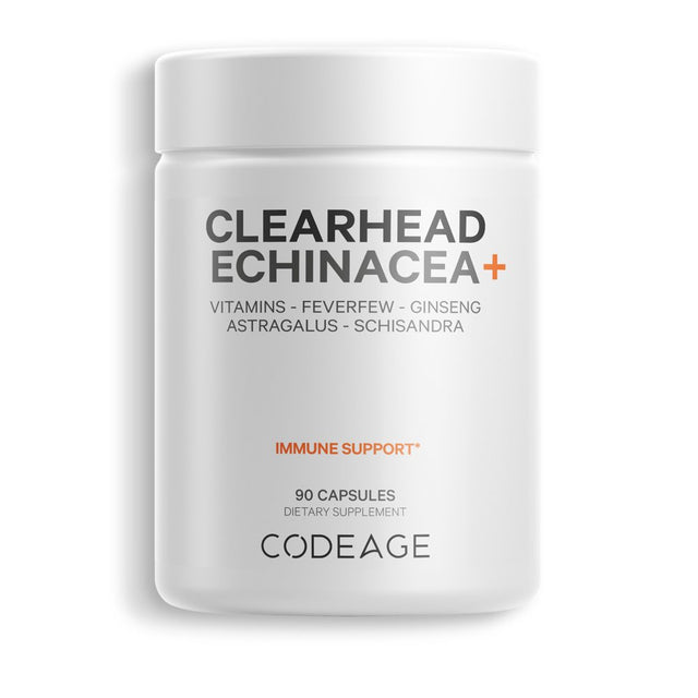 Codeage Clearhead, Echinacea, Zinc, Vitamins C & D, Garlic, All Seasons Vegan Cold Weather Supplement, 90 Ct