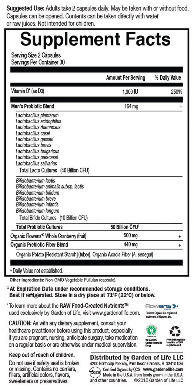 Garden of Life - Dr. Formulated Probiotics Prostate+ - 60 Vegetarian Capsules