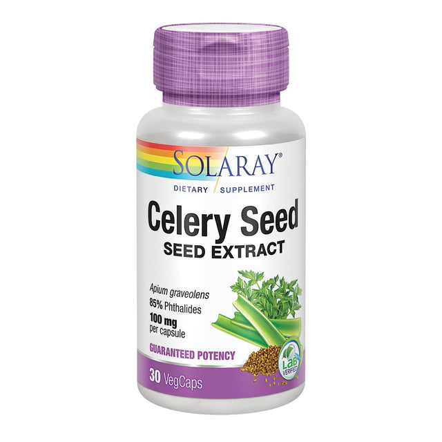 Solaray Celery Seed Extract 100 Mg | 85% Phthalides | Overall Joint Health Support | Non-Gmo, Vegan | 30 Vegcaps